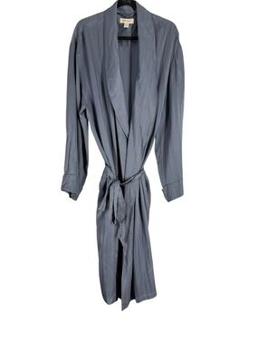 Vintage John Nordstrom Blue-Gray Silk Robe with Belt M/L